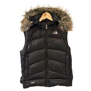 The North Face Black Puffer 550 Series Vest with Fur Trim